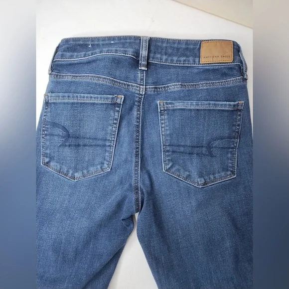 American Eagle Outfitters Women's Jegging  Dark Blue Ripped Skinny Jeans - Picture 9 of 10